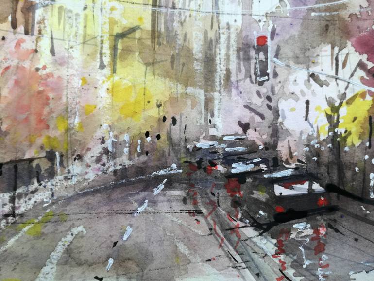 Original Illustration Cities Painting by Lorand Sipos