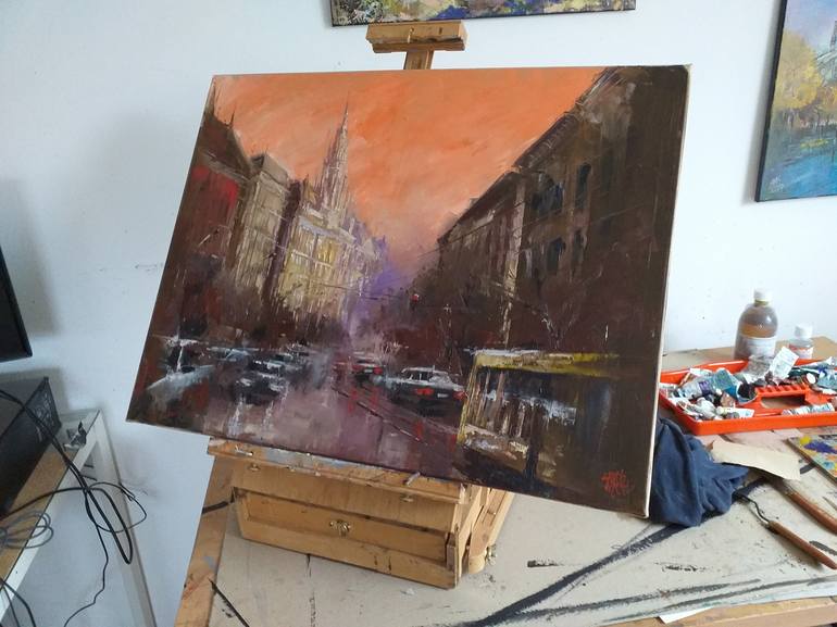 Original Impressionism Cities Painting by Lorand Sipos