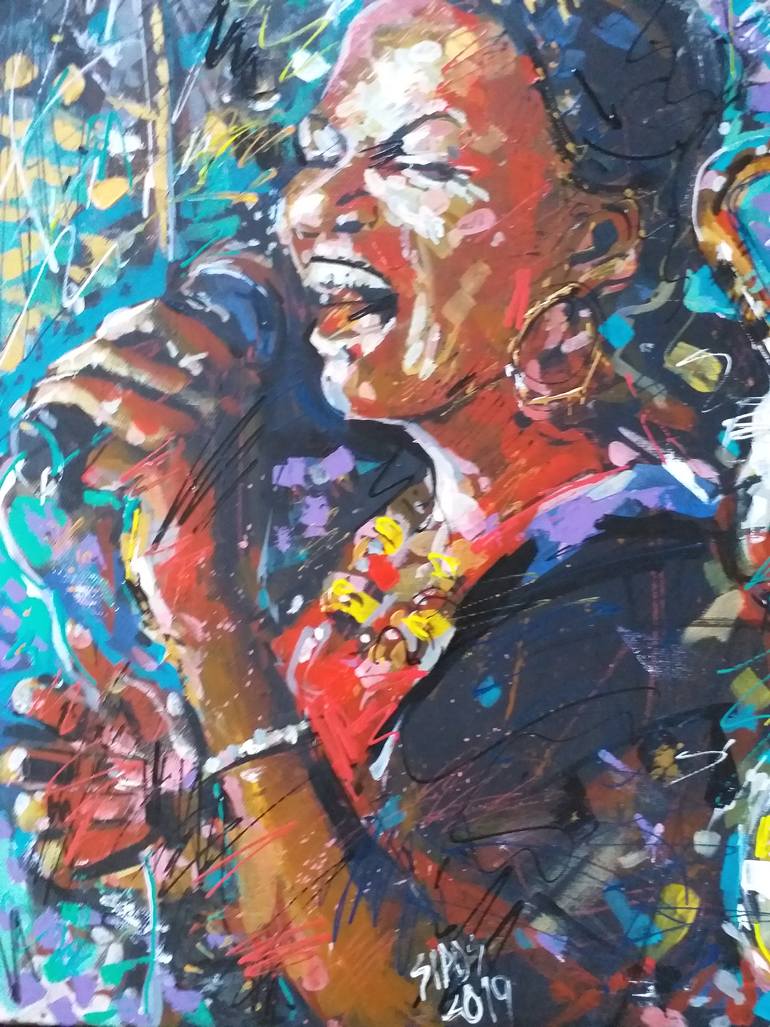 Original Abstract Expressionism Pop Culture/Celebrity Painting by Lorand Sipos