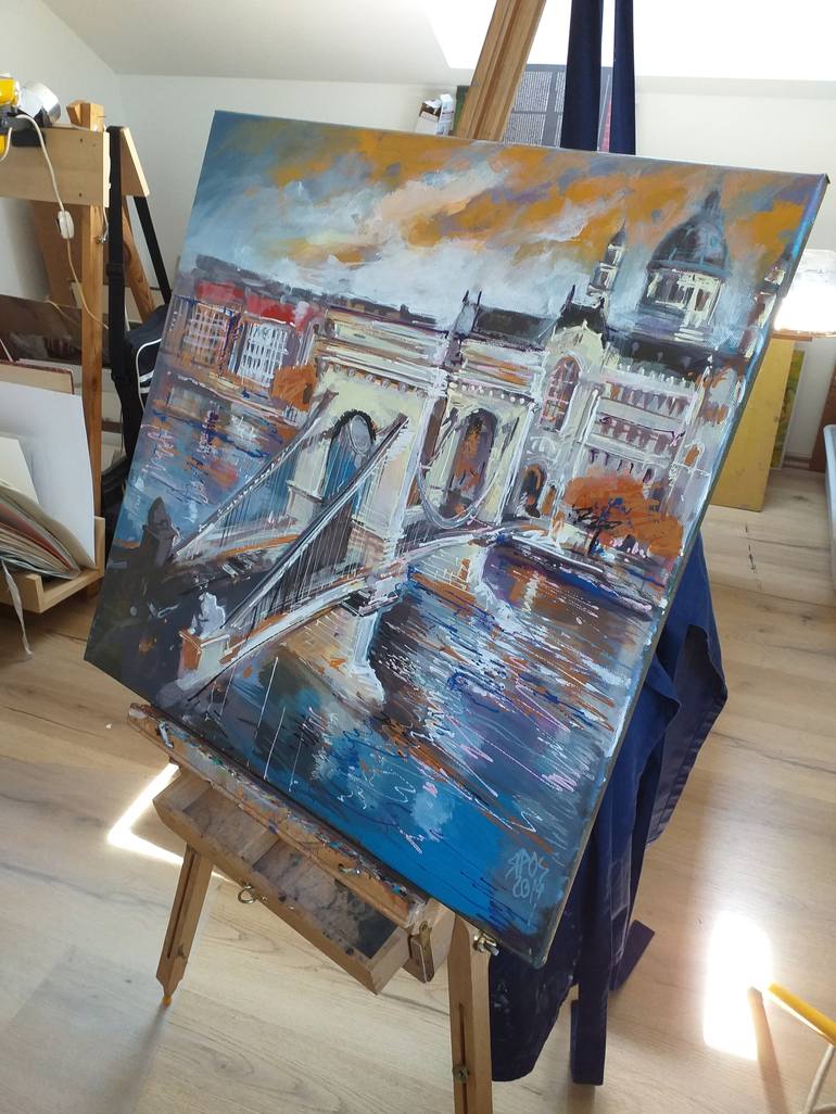 Original Impressionism Cities Painting by Lorand Sipos