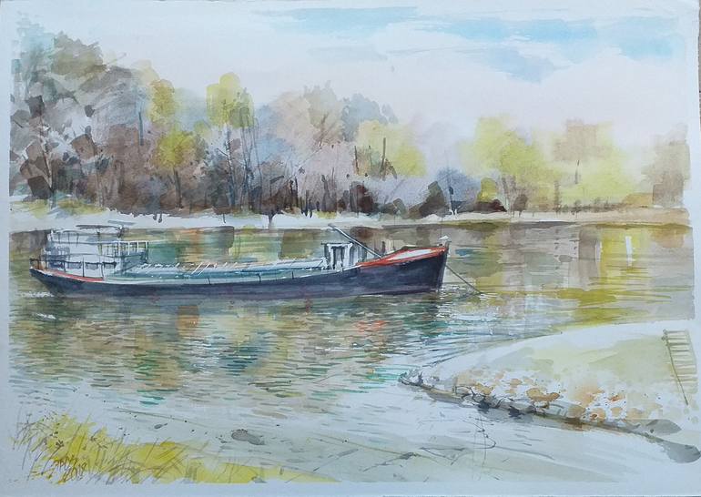 Print of Impressionism Boat Paintings by Lorand Sipos