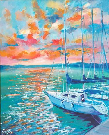 Print of Impressionism Boat Paintings by Lorand Sipos