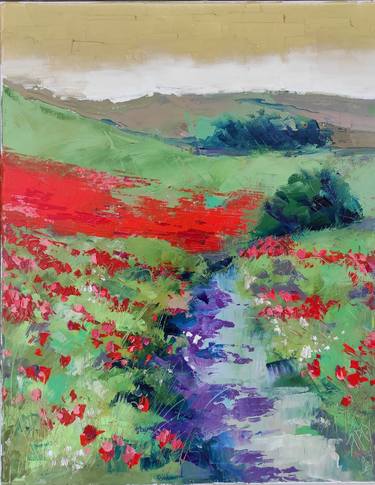 STUDIO PRICE! Abstract poppy field. thumb