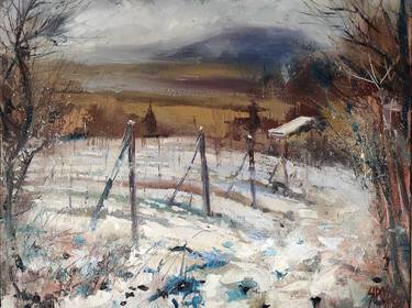 Winter landscape with vineyard . thumb