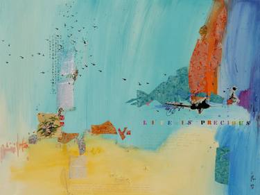 Original Abstract Expressionism Landscape Collage by Xiaoyang Galas