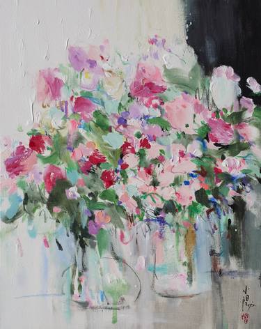 Original Abstract Expressionism Floral Paintings by Xiaoyang Galas