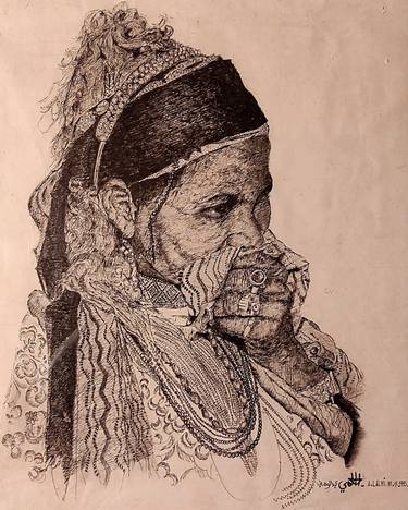 Original Portraiture Women Drawings by A LALMI
