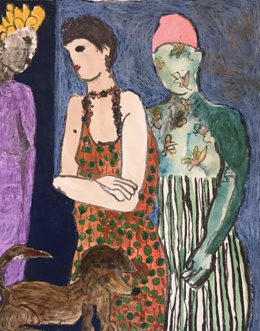 Original Impressionism Women Mixed Media by Jacqueline van der Plaat