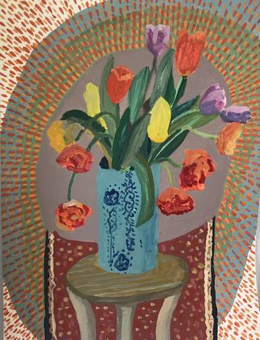 Original Impressionism Floral Painting by Jacqueline van der Plaat