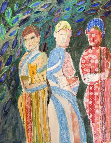 Original Impressionism Women Mixed Media by Jacqueline Van Der Plaat