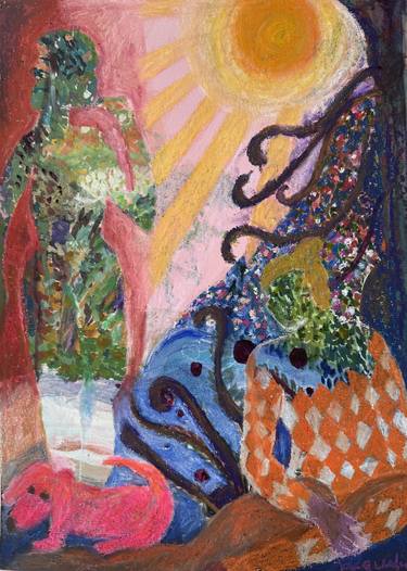 Original Figurative Women Mixed Media by Jacqueline Van Der Plaat