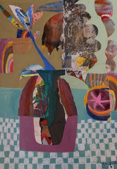 Original Contemporary Floral Mixed Media by Jacqueline Van Der Plaat