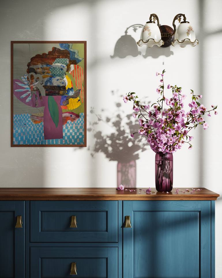 Original Abstract Floral Mixed Media by Jacqueline Van Der Plaat