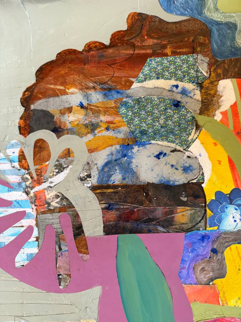 Original Abstract Floral Mixed Media by Jacqueline Van Der Plaat
