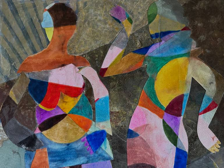 Original Neo-impressionism Women Mixed Media by Jacqueline Van Der Plaat