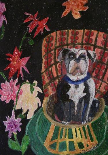 Original Impressionism Dogs Drawings by Jacqueline van der Plaat