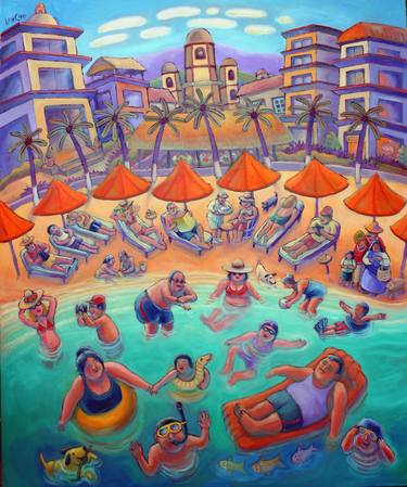 Original Figurative Beach Paintings by Lee Chapman