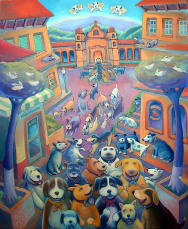 Original Dogs Painting by Lee Chapman