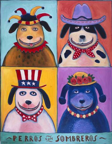 Print of Folk Dogs Paintings by Lee Chapman