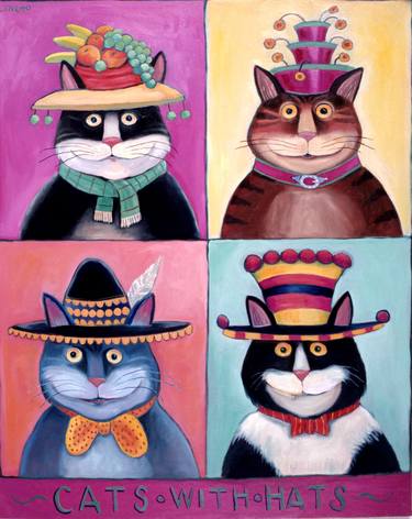 Print of Cats Paintings by Lee Chapman