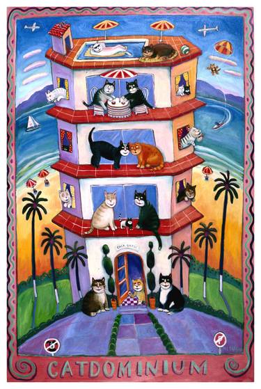 Print of Folk Cats Paintings by Lee Chapman