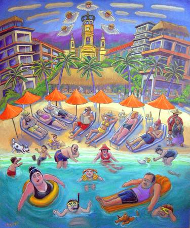 Print of Folk Beach Paintings by Lee Chapman