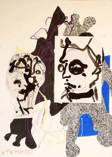 Original Expressionism Men Collage by Elham Etemadi