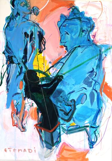 Small musicians in the blue light (sold) thumb