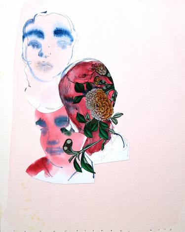 Print of Portraiture Floral Drawings by Elham Etemadi