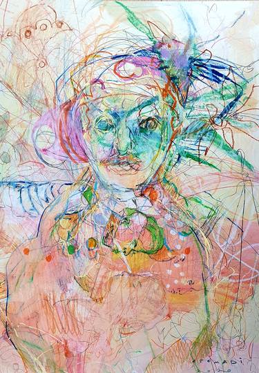 Print of Expressionism Portrait Drawings by Elham Etemadi