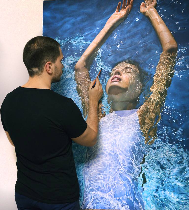 Original Realism Water Painting by Sergey Piskunov