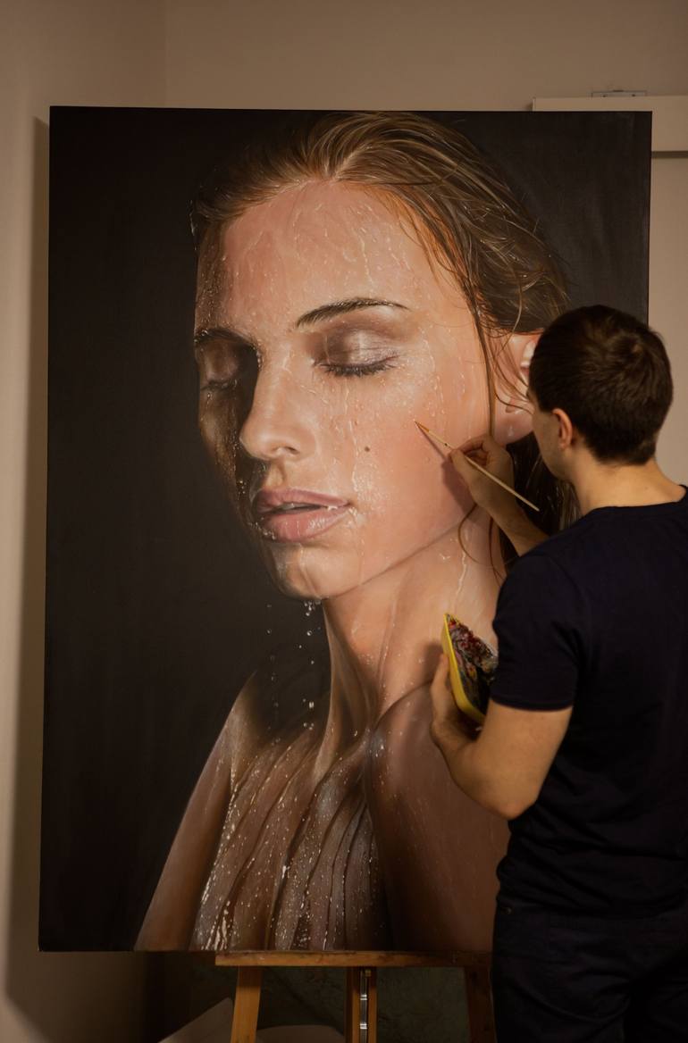 Original Photorealism People Painting by Sergey Piskunov