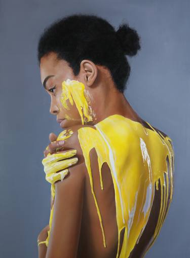Girl with yellow oil thumb