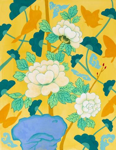 Original Art Deco Floral Paintings by Tommy Seo