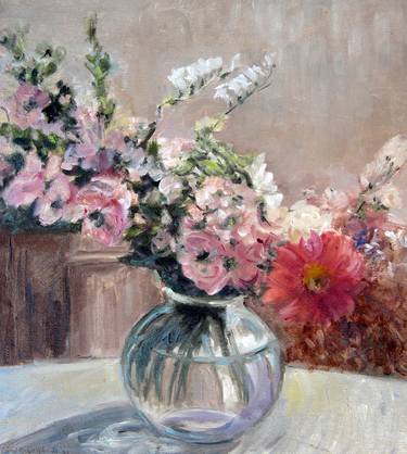 Original Impressionism Floral Painting by Gonul Engin Yilmaz
