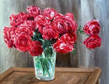 Original Impressionism Floral Painting by Gonul Engin Yilmaz
