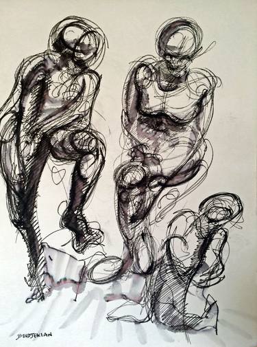 Original Abstract People Drawings by Shant Beudjekian