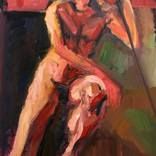A MAN POSING ON A STOOL by Shant Beudjekian