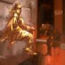 The street, city arteries are a source of inspiration ..
a figure seen from behind, introduces us to a strange golden presence that seems to levitate ...
Everything is suspended .....