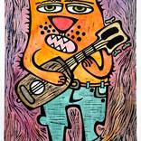 Сat with acoustic guitar, color #1 by Nikita Ostapenco