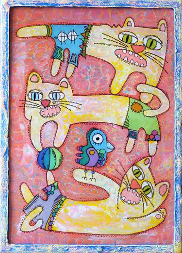 Original Cats Paintings by Nikita Ostapenco