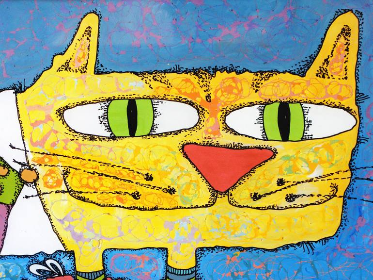 Original Cats Painting by Nikita Ostapenco