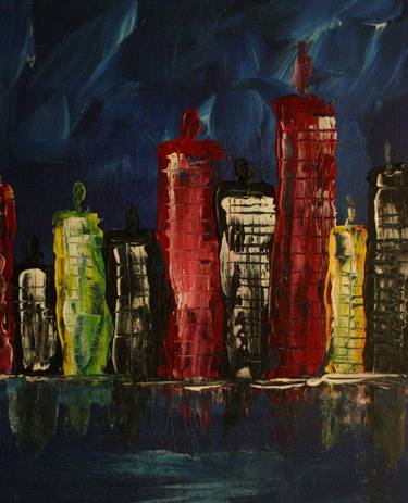 Original Abstract Cities Paintings by John Bercx