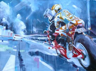Original Figurative Motorbike Paintings by Jean Michel Ortholand