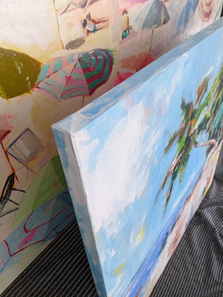 Original Abstract Beach Painting by Kasia Pawlak