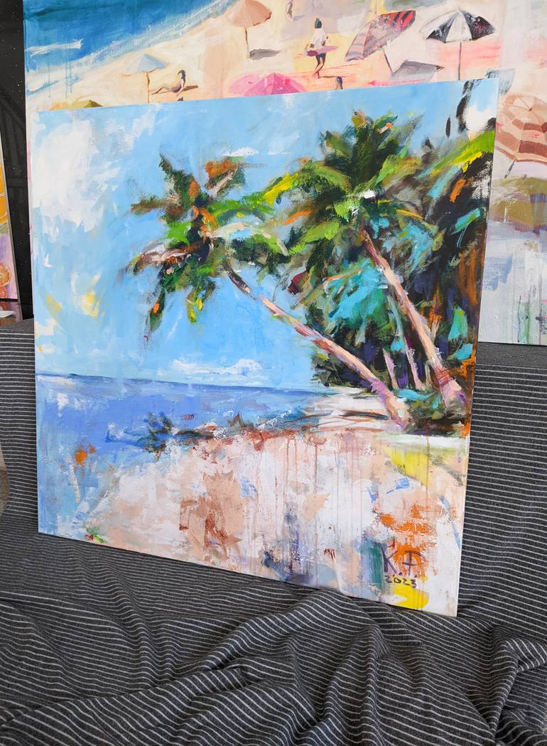 Original Abstract Beach Painting by Kasia Pawlak