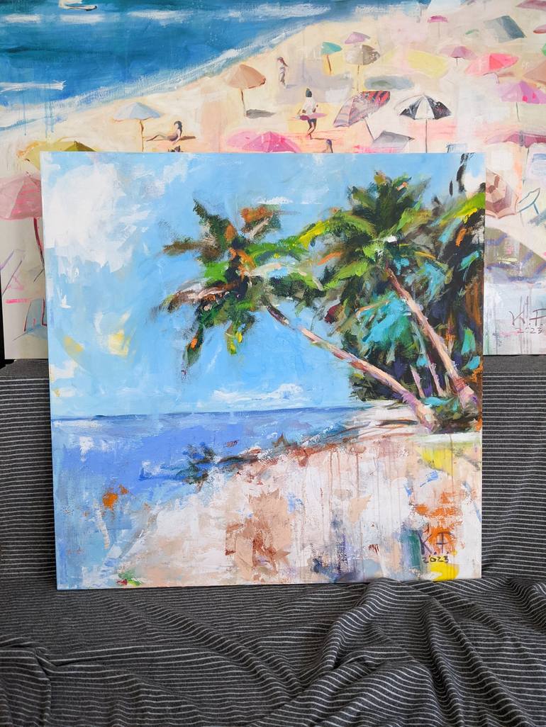 Original Abstract Beach Painting by Kasia Pawlak