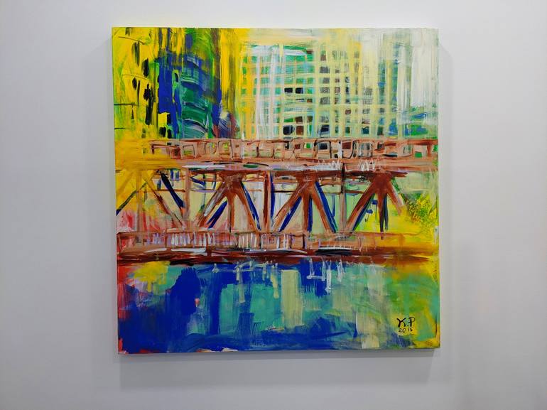 Original Abstract Cities Painting by Kasia Pawlak