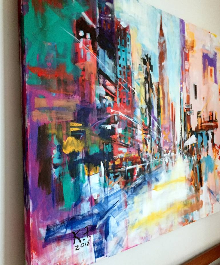 Original Abstract Cities Painting by Kasia Pawlak