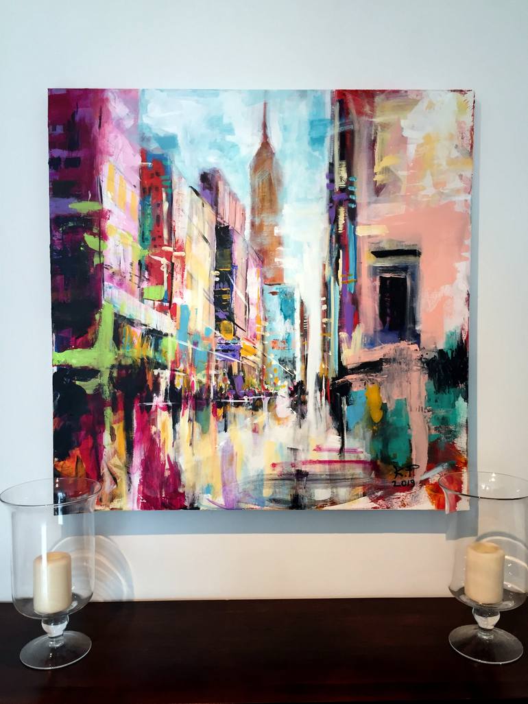 Original Abstract Cities Painting by Kasia Pawlak